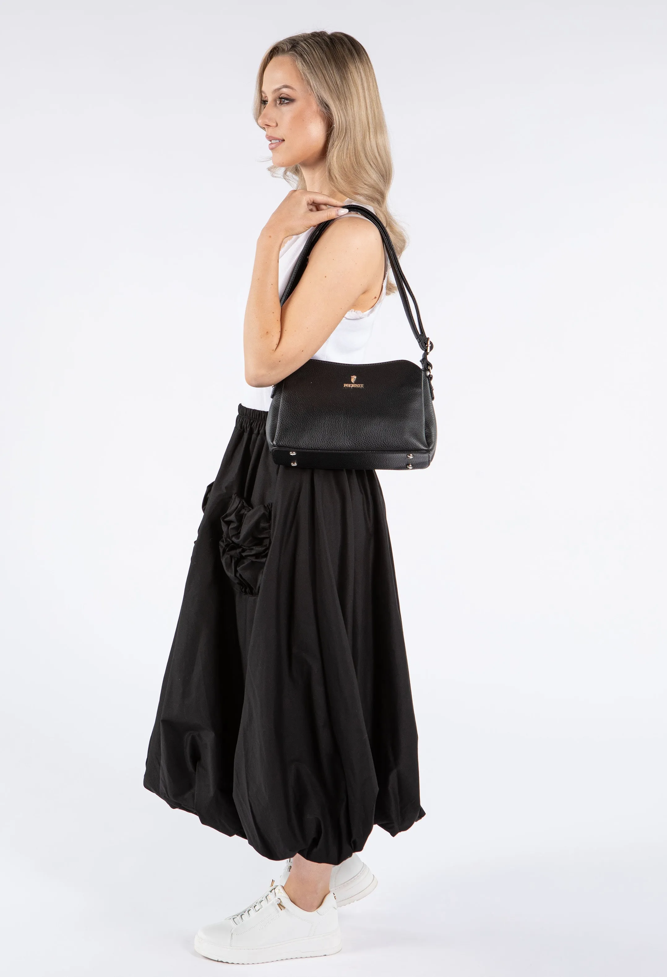 Faux Leather Structured Crossbody Bag