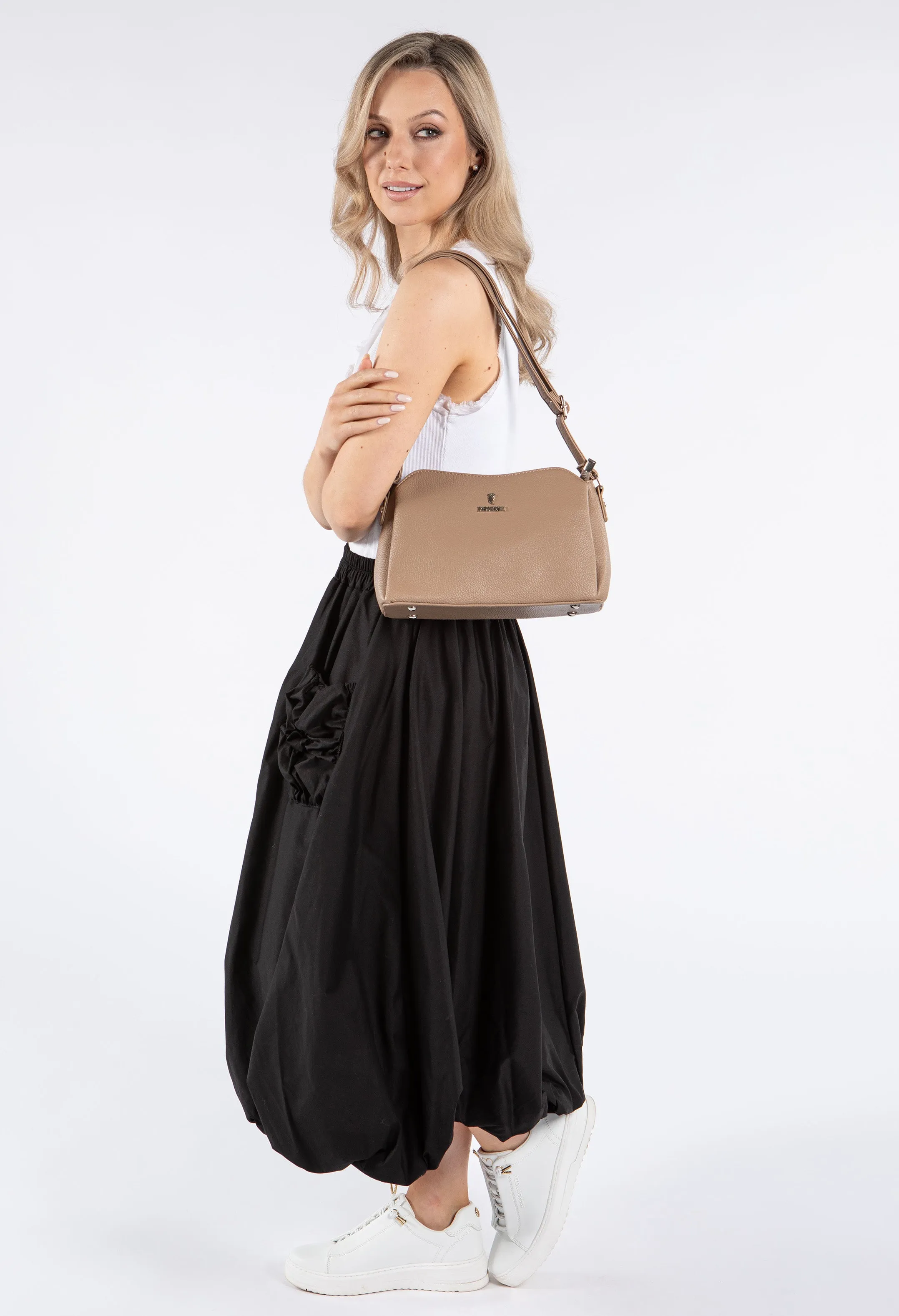 Faux Leather Structured Crossbody Bag