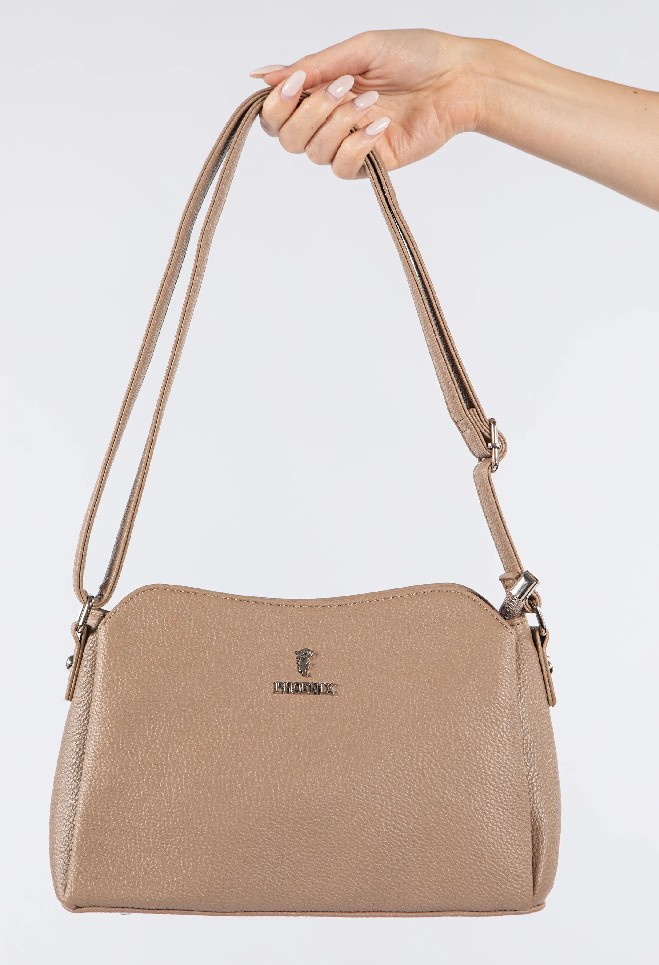 Faux Leather Structured Crossbody Bag