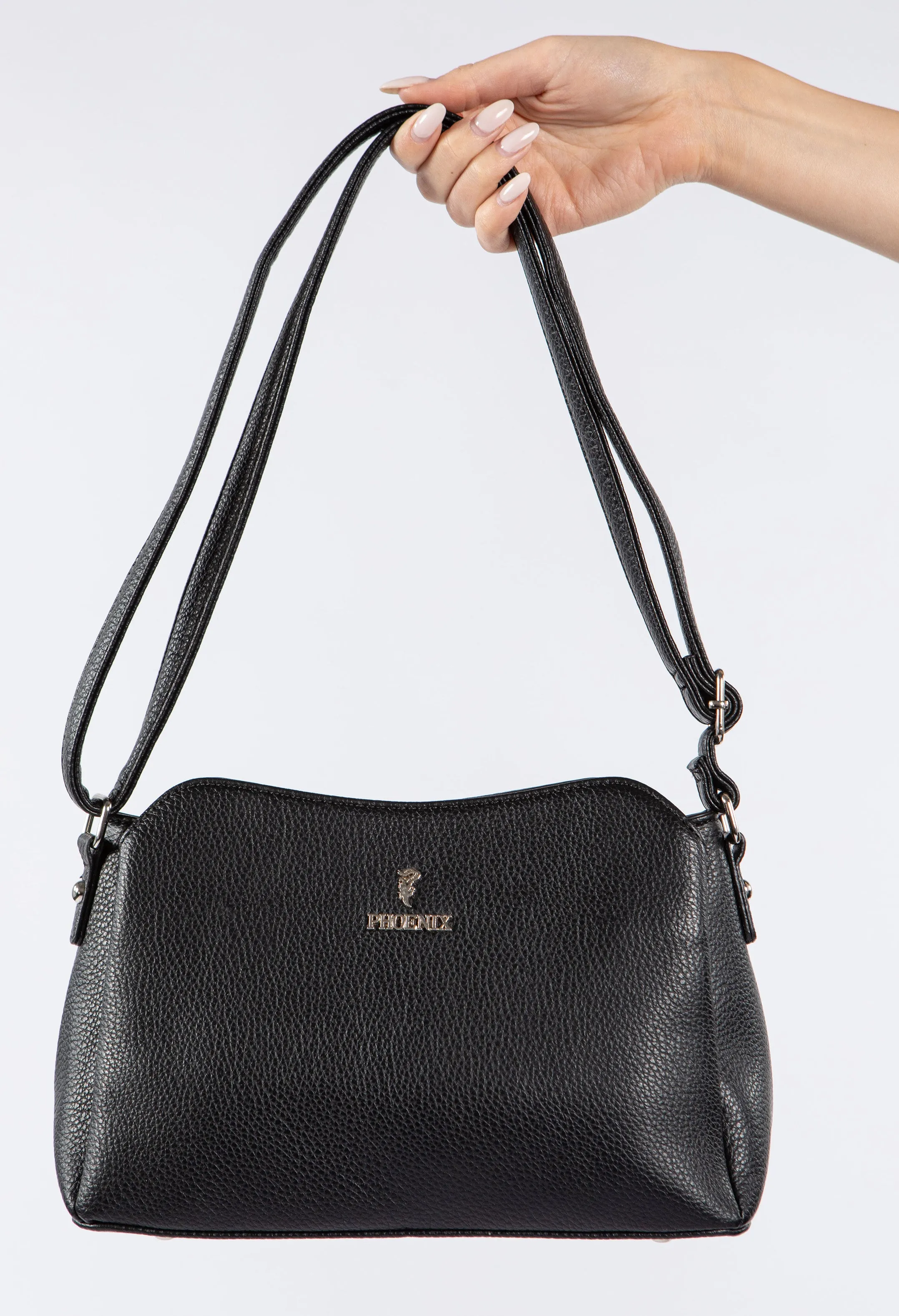 Faux Leather Structured Crossbody Bag