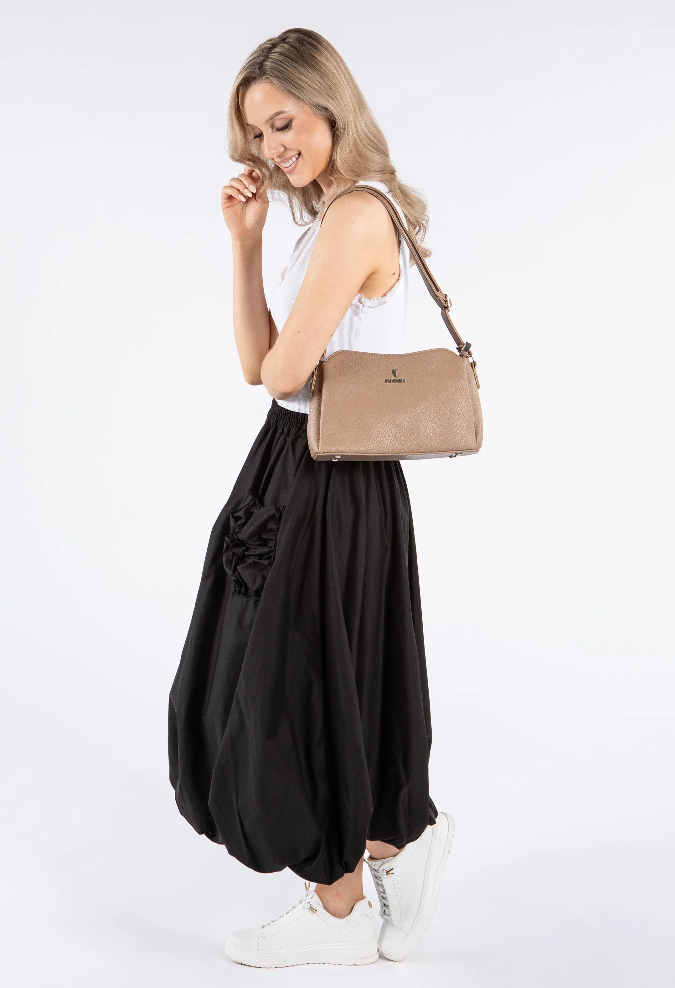 Faux Leather Structured Crossbody Bag