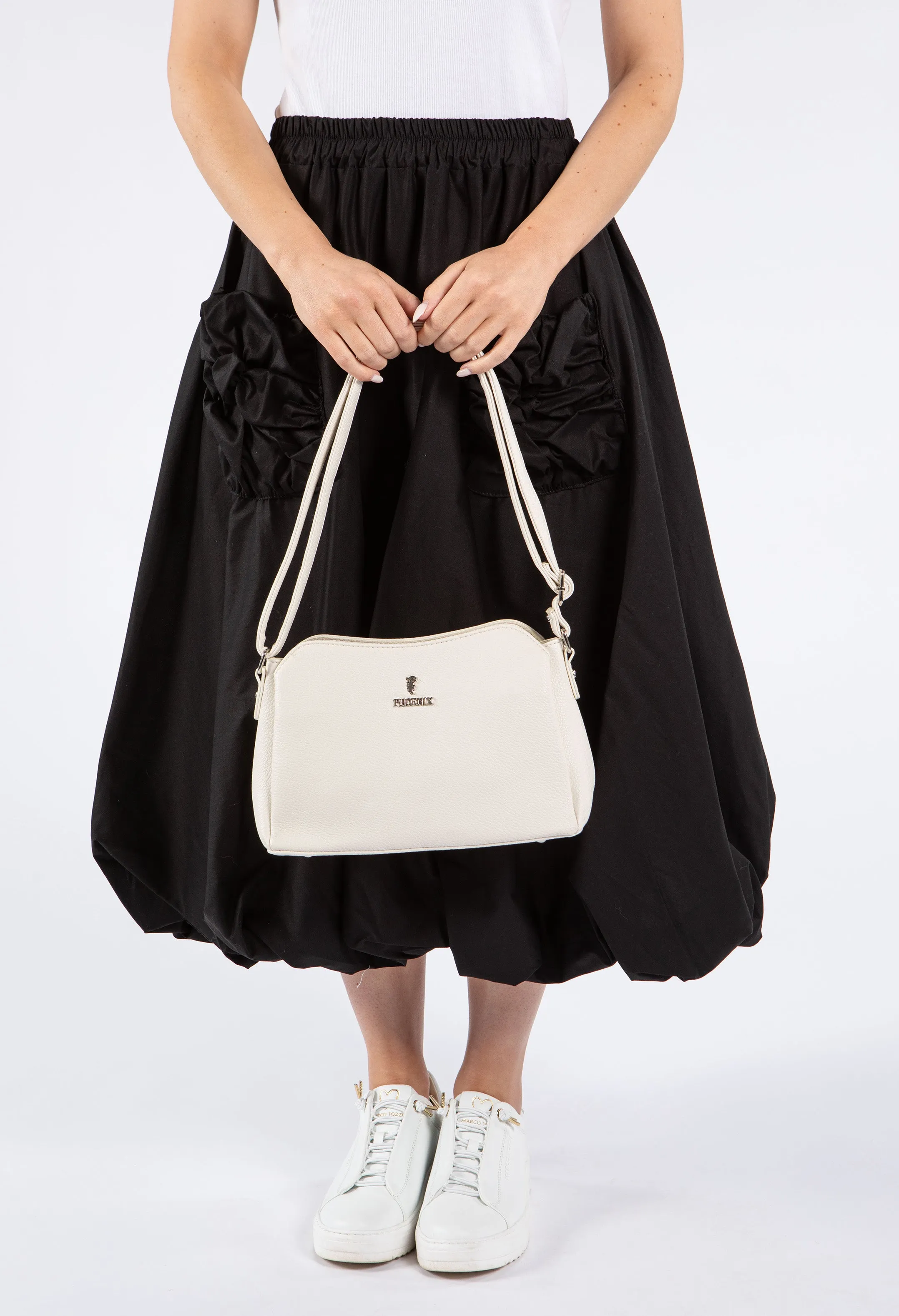 Faux Leather Structured Crossbody Bag