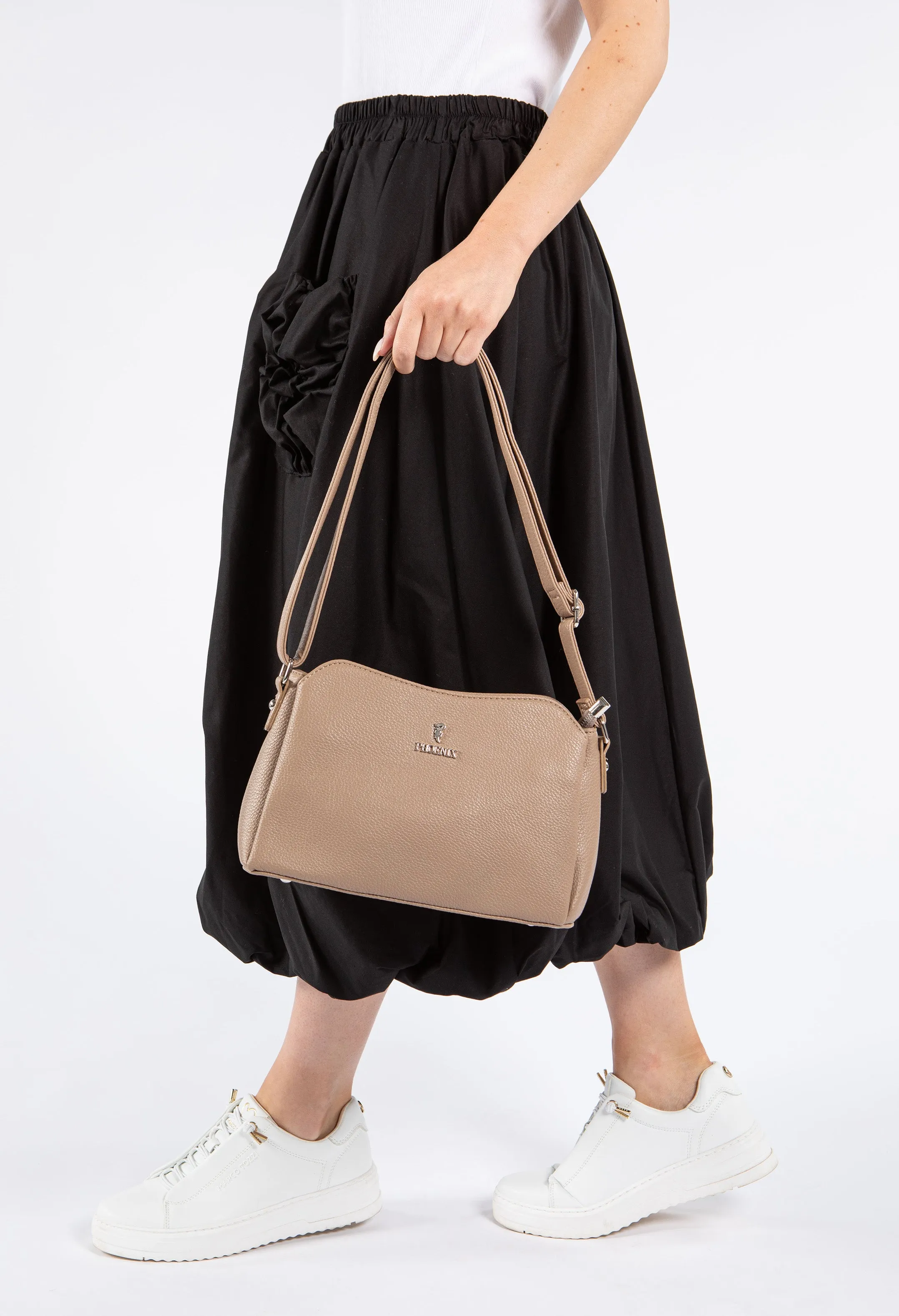 Faux Leather Structured Crossbody Bag