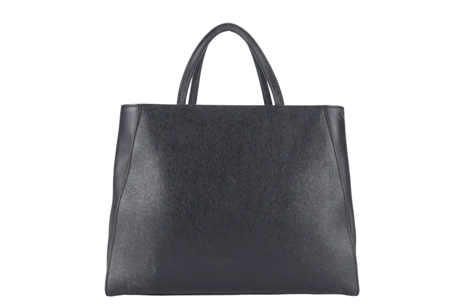 FENDI 8BH250-D7E 2JOURS ELITE TOTE MEDIUM BLACK VITELLO LEATHER GOLD HARDWARE WITH STRAPS, DUST COVER AND CARD