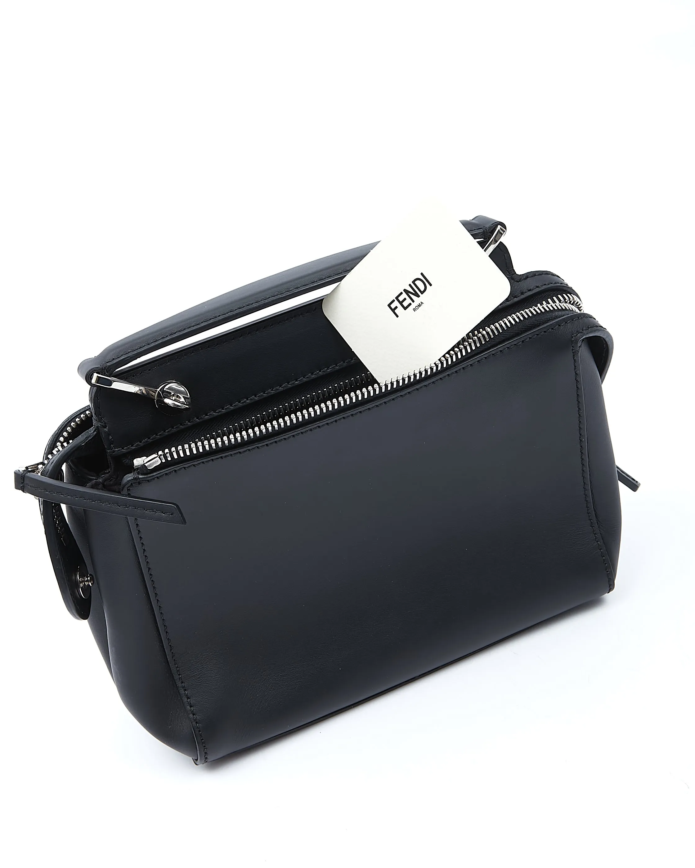 Fendi Black Leather Whipstitch Dotcom Small Bag
