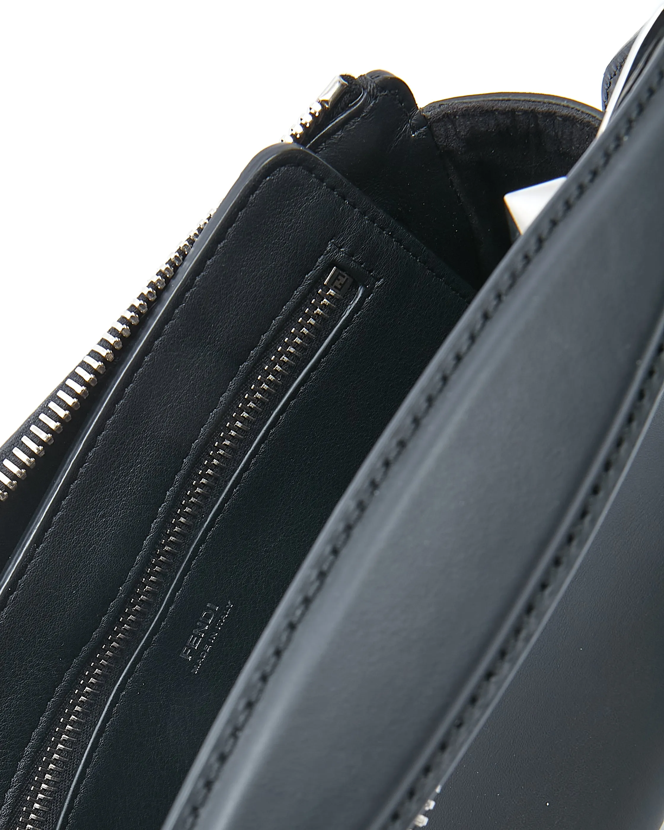 Fendi Black Leather Whipstitch Dotcom Small Bag