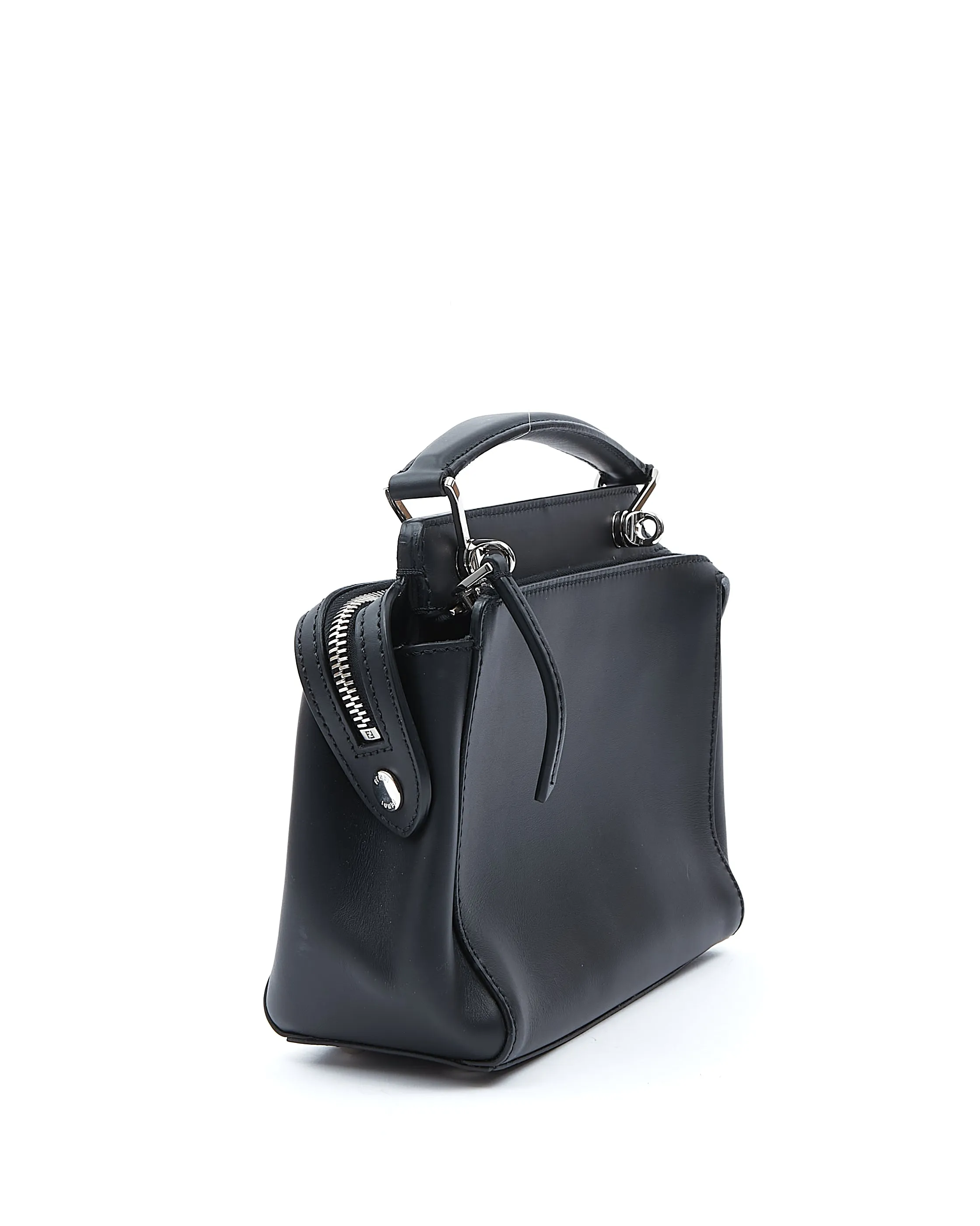 Fendi Black Leather Whipstitch Dotcom Small Bag