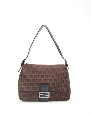 Fendi Brown Zucchino Mamma Baguette Shoulder Bag
