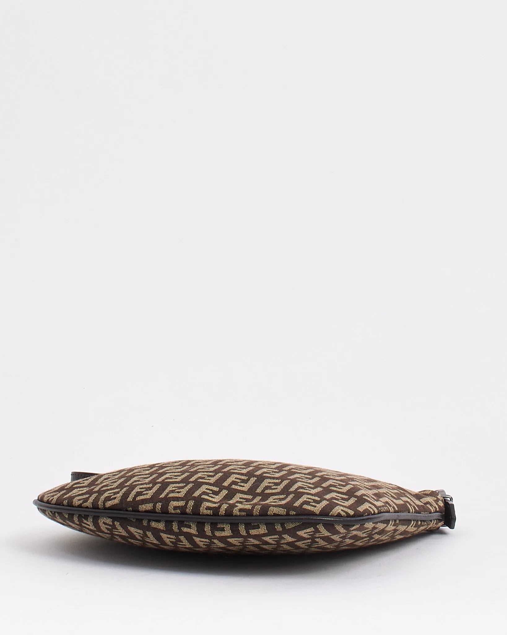 Fendi Brown/Beige Zucchino Print Canvas Small Oyster Bag