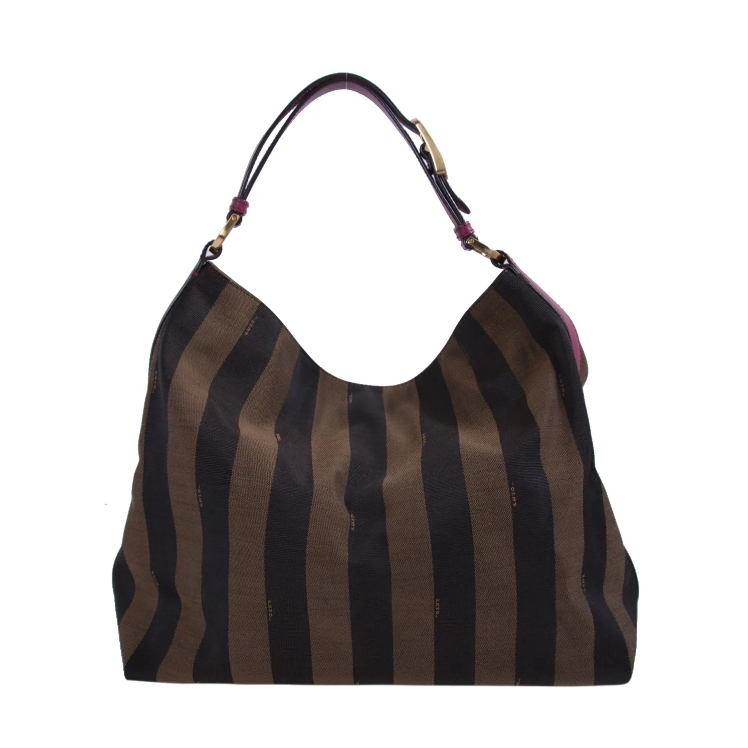 Fendi Leather-Trimmed Pequin Hobo Bag