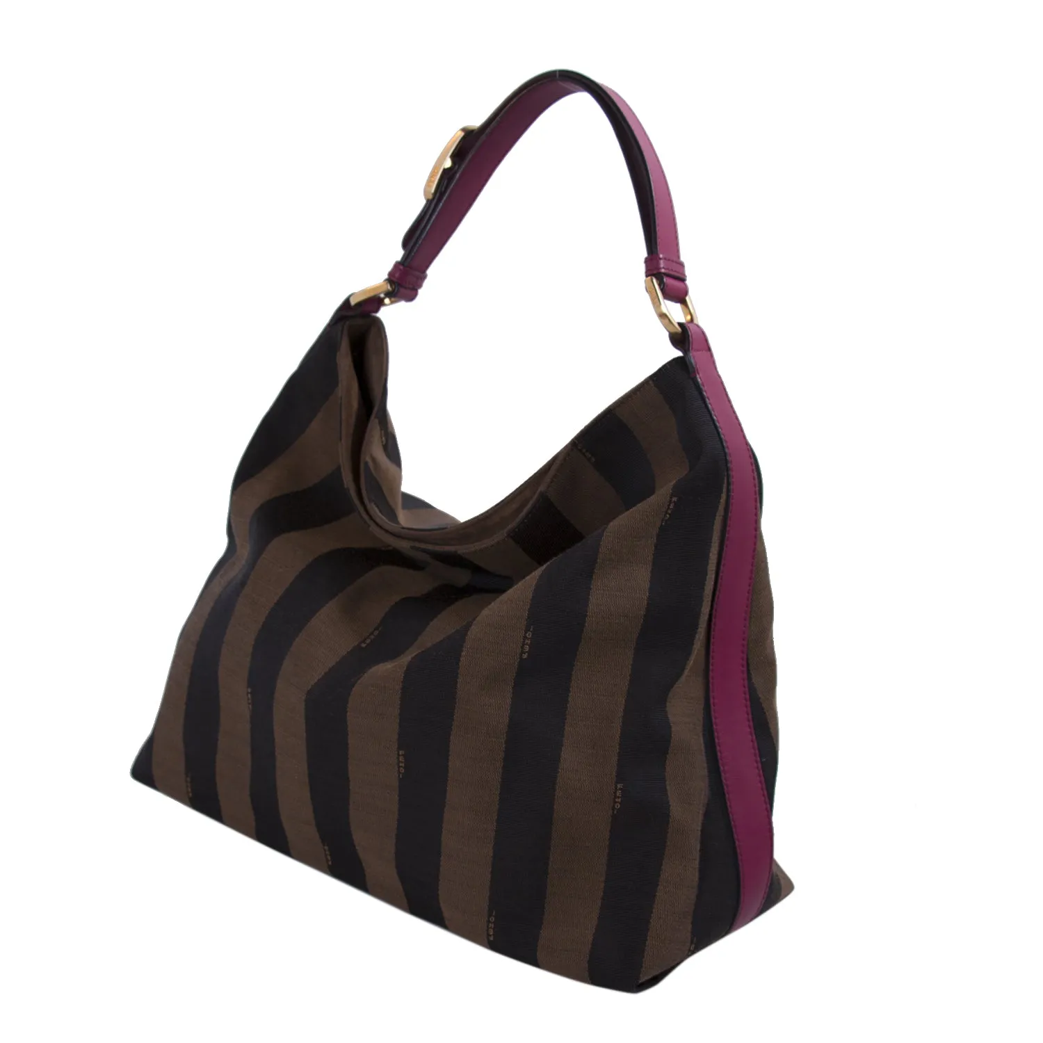 Fendi Leather-Trimmed Pequin Hobo Bag