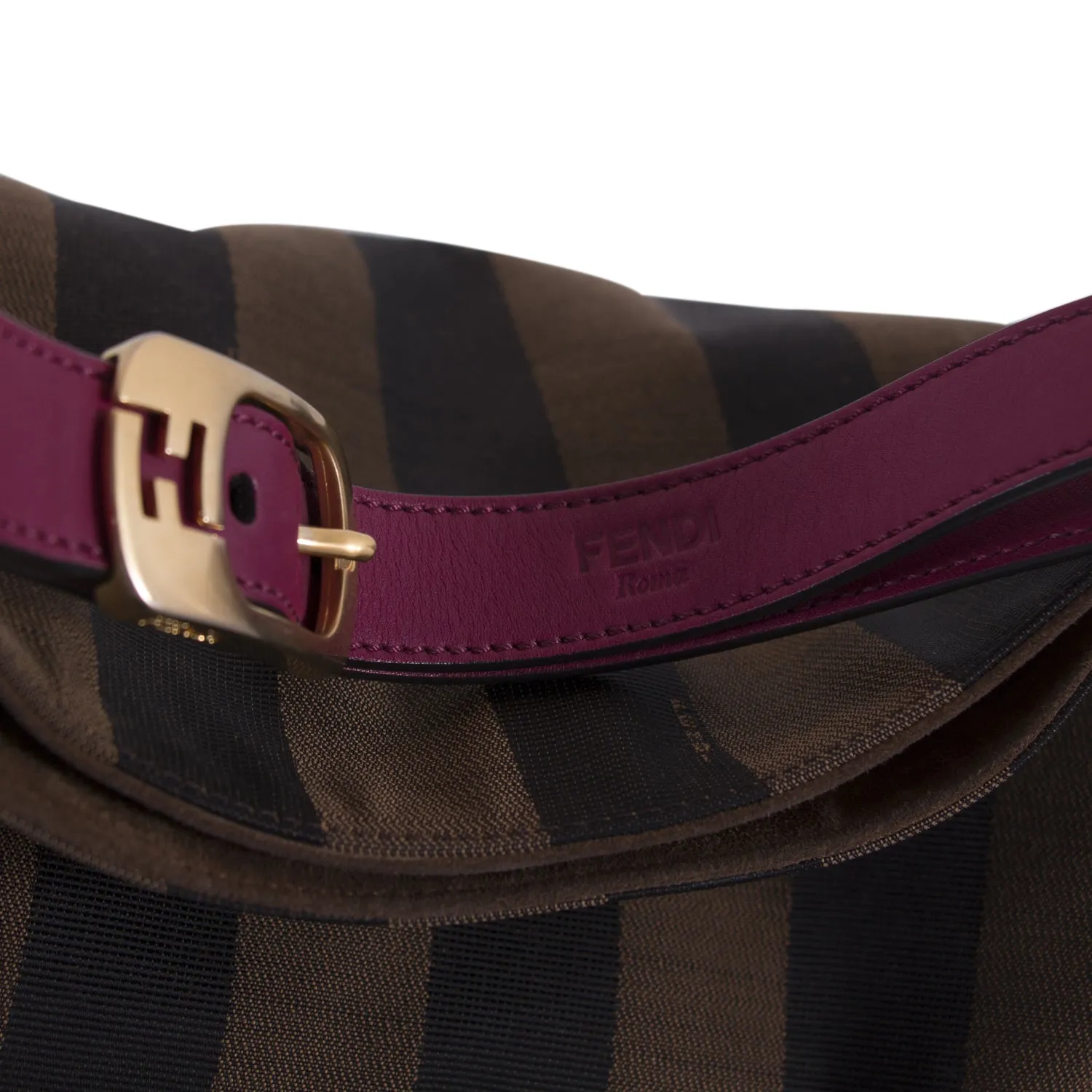 Fendi Leather-Trimmed Pequin Hobo Bag