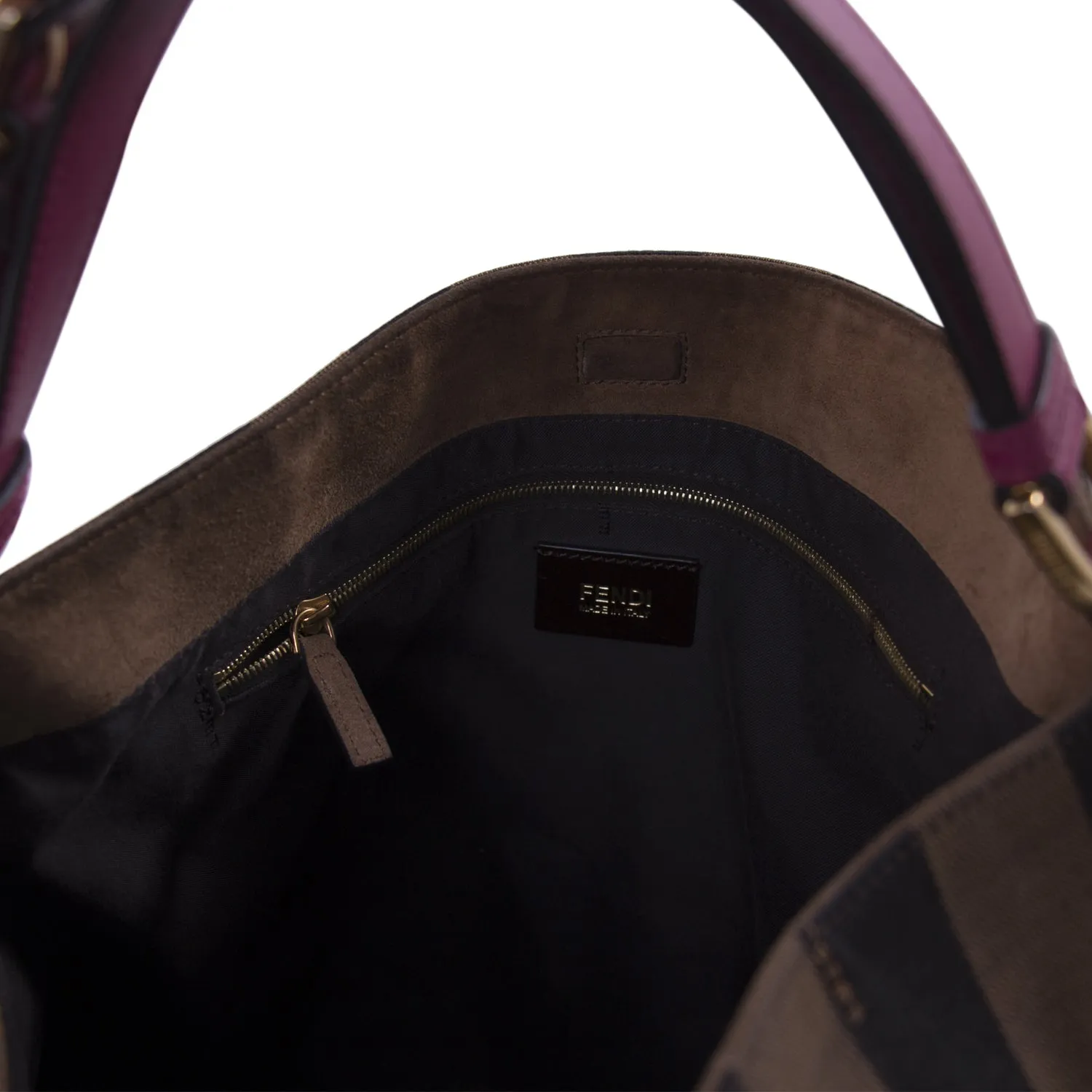 Fendi Leather-Trimmed Pequin Hobo Bag