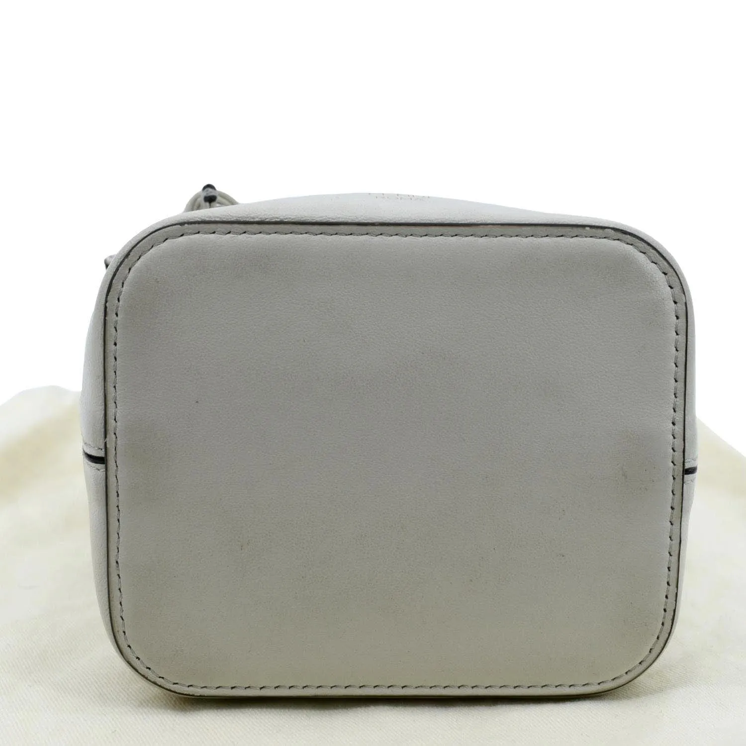 FENDI Mon Tresor Drawstring FF PVC Leather Bucket Bag White