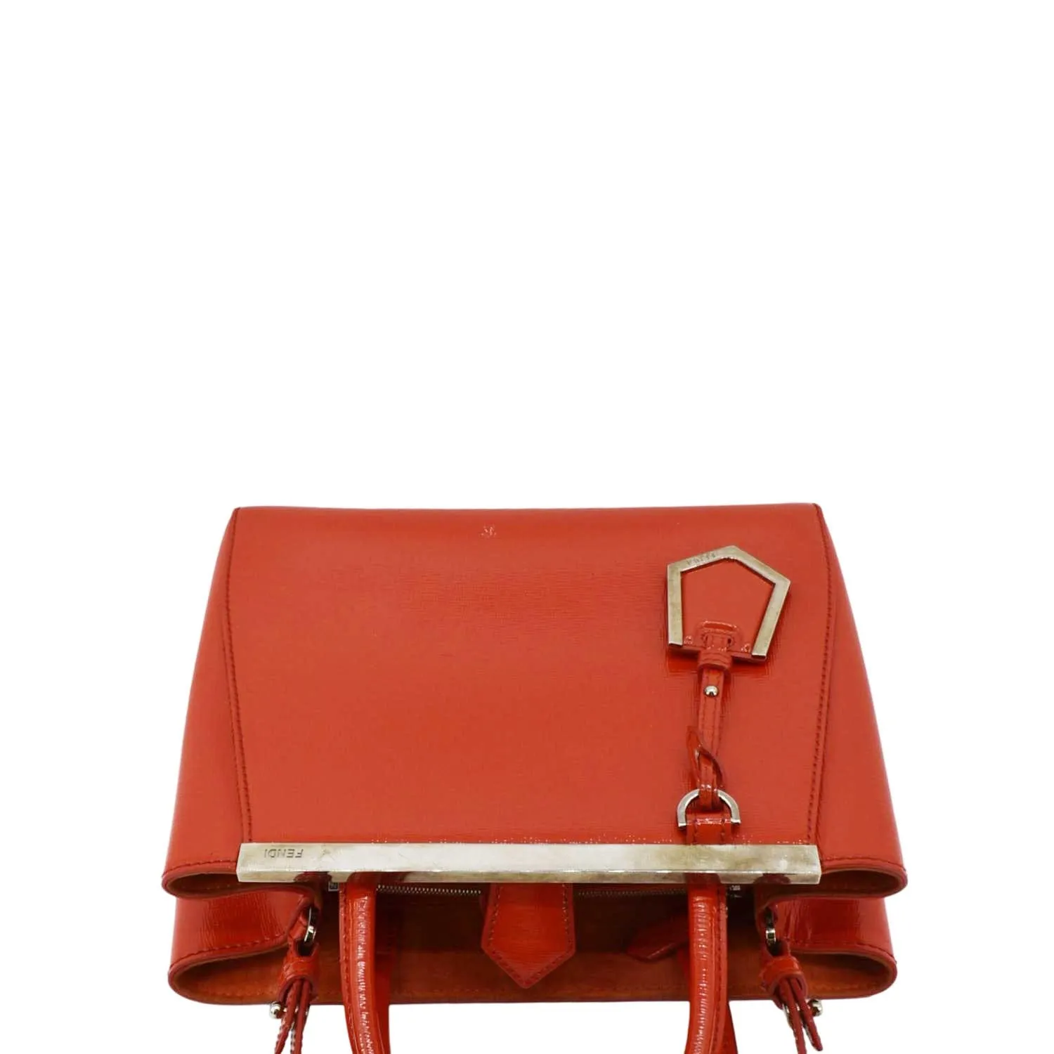 FENDI Petite 2Jours Vitello Elite Leather Tote Shoulder Bag Red