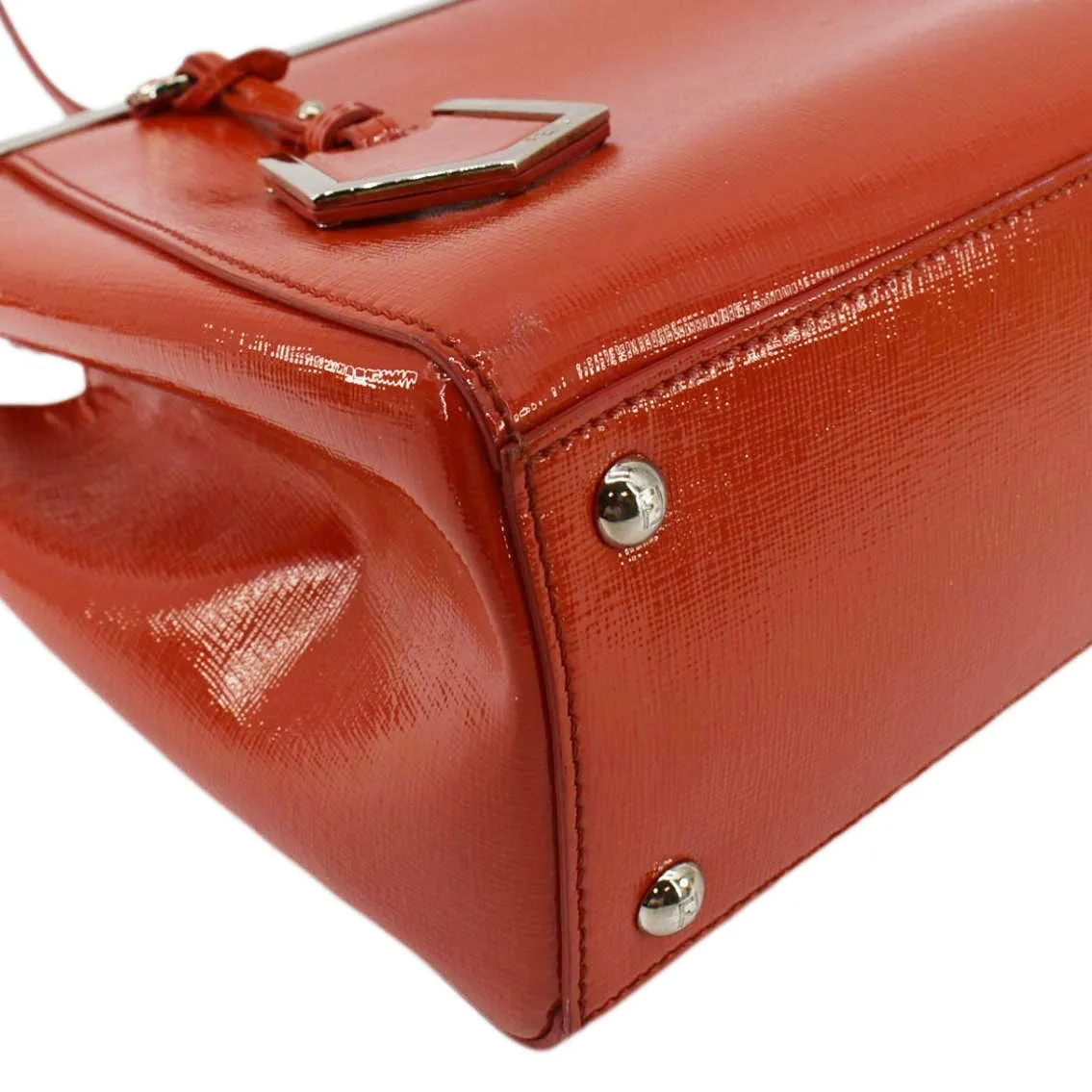 FENDI Petite 2Jours Vitello Elite Leather Tote Shoulder Bag Red
