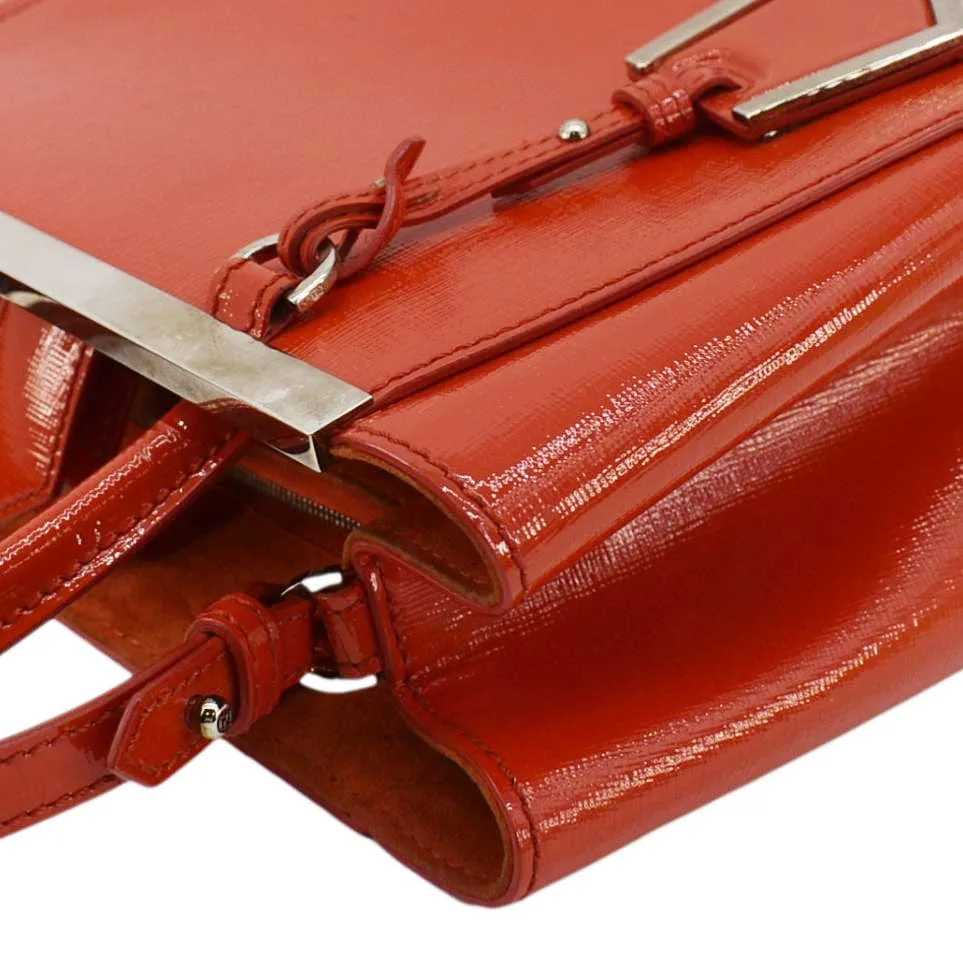 FENDI Petite 2Jours Vitello Elite Leather Tote Shoulder Bag Red