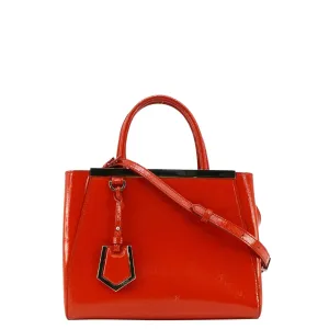 FENDI Petite 2Jours Vitello Elite Leather Tote Shoulder Bag Red
