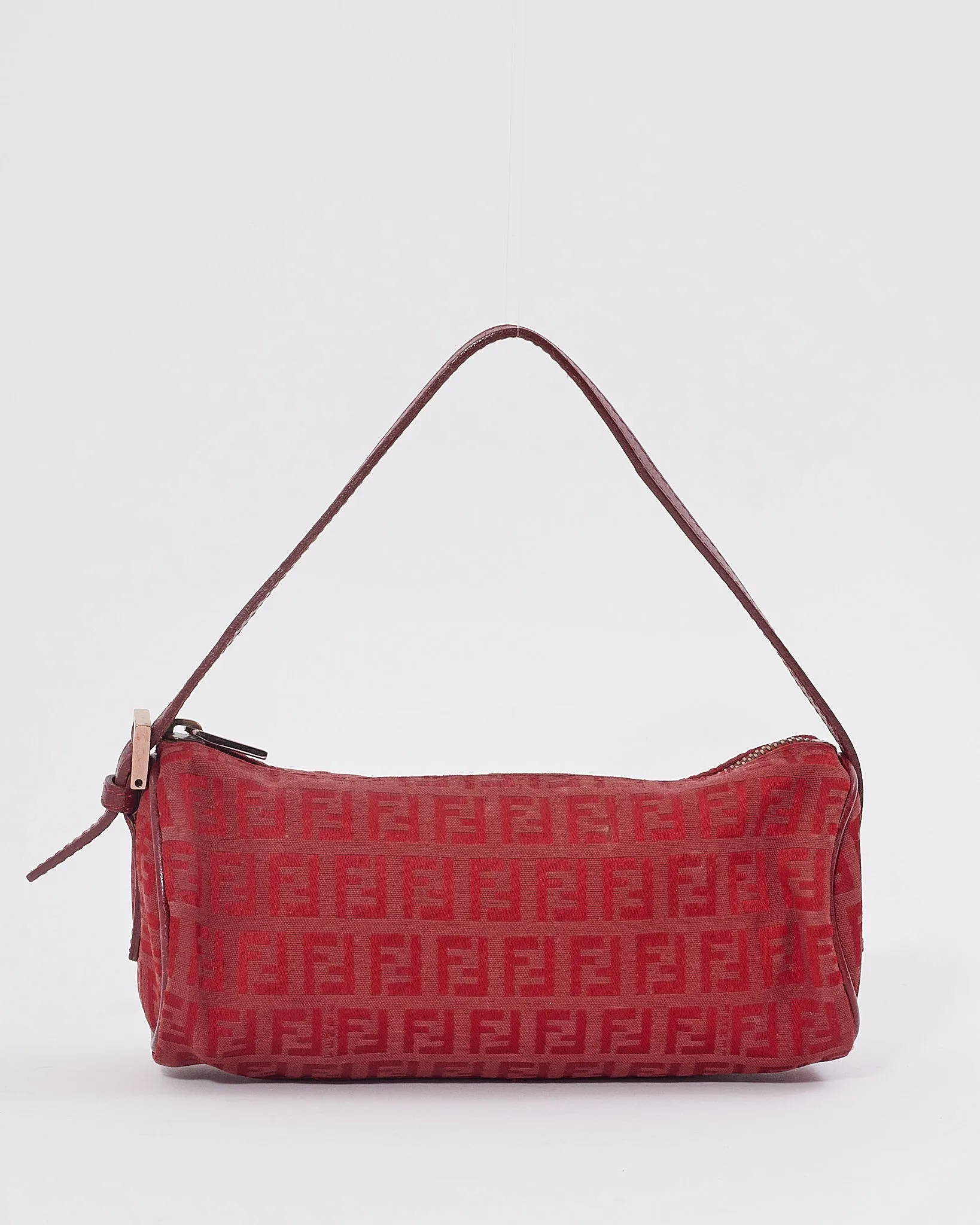 Fendi Red Zucchino Mini Cylinder Shoulder Pochette Bag