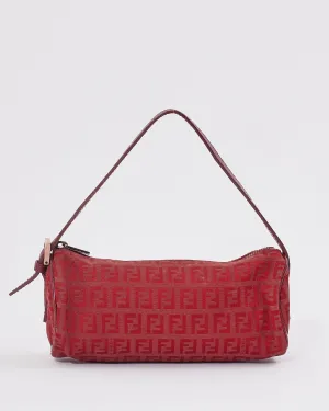 Fendi Red Zucchino Mini Cylinder Shoulder Pochette Bag