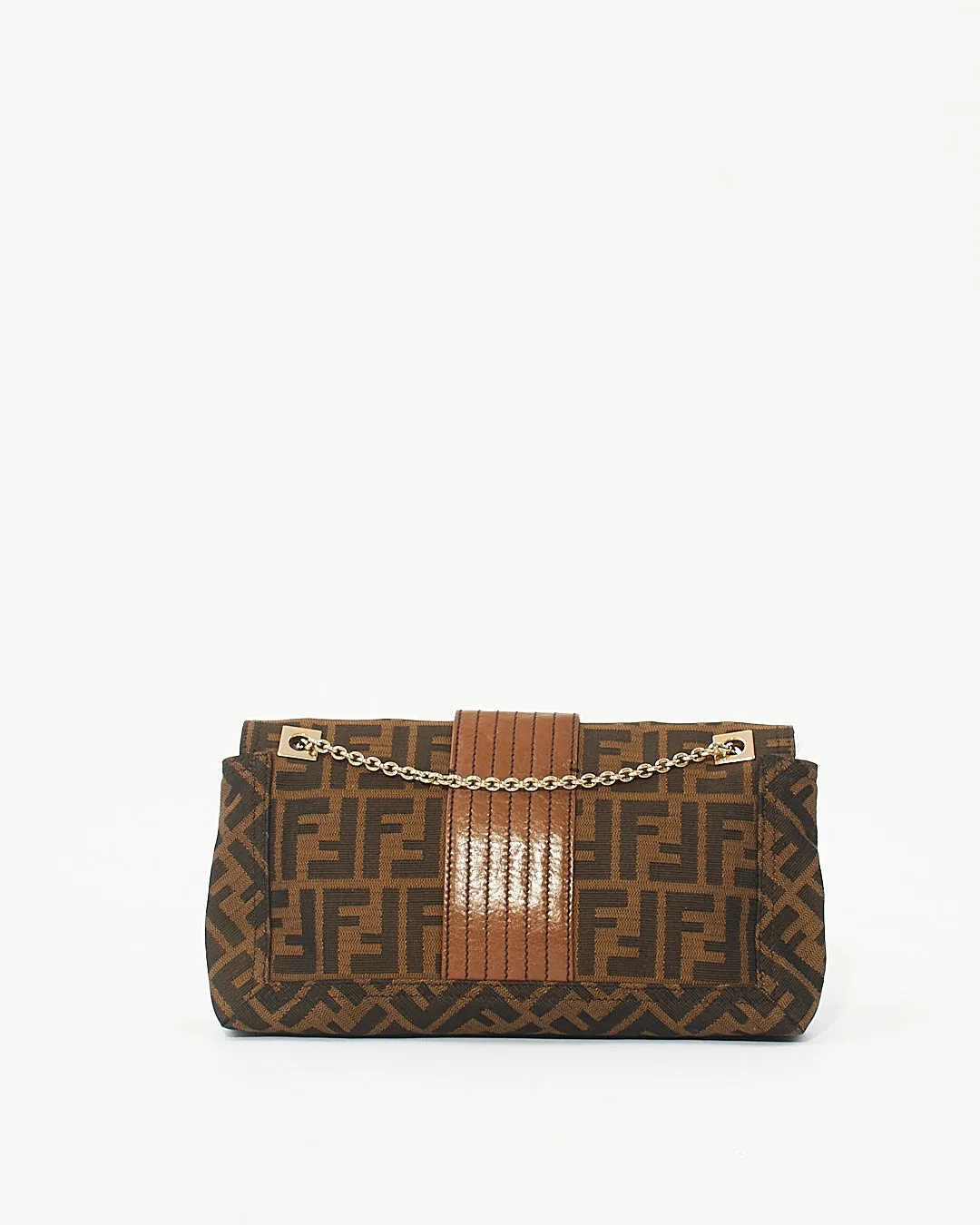 Fendi Tobacco Zucca Canvas Chain Baguette Shoulder Bag
