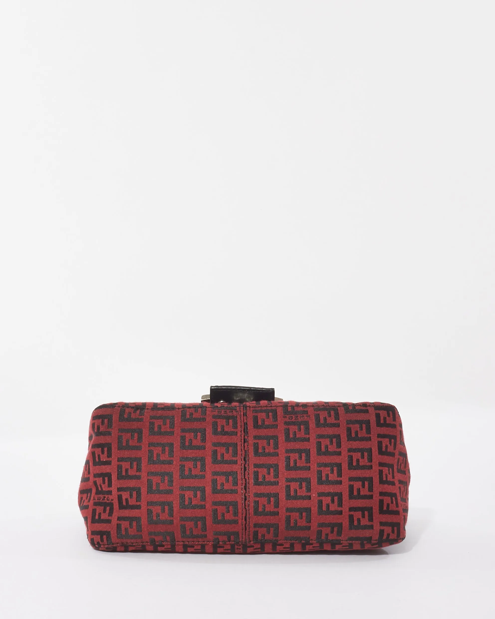 Fendi Vintage Red & Black Zucchino Mini Mama Baguette Bag
