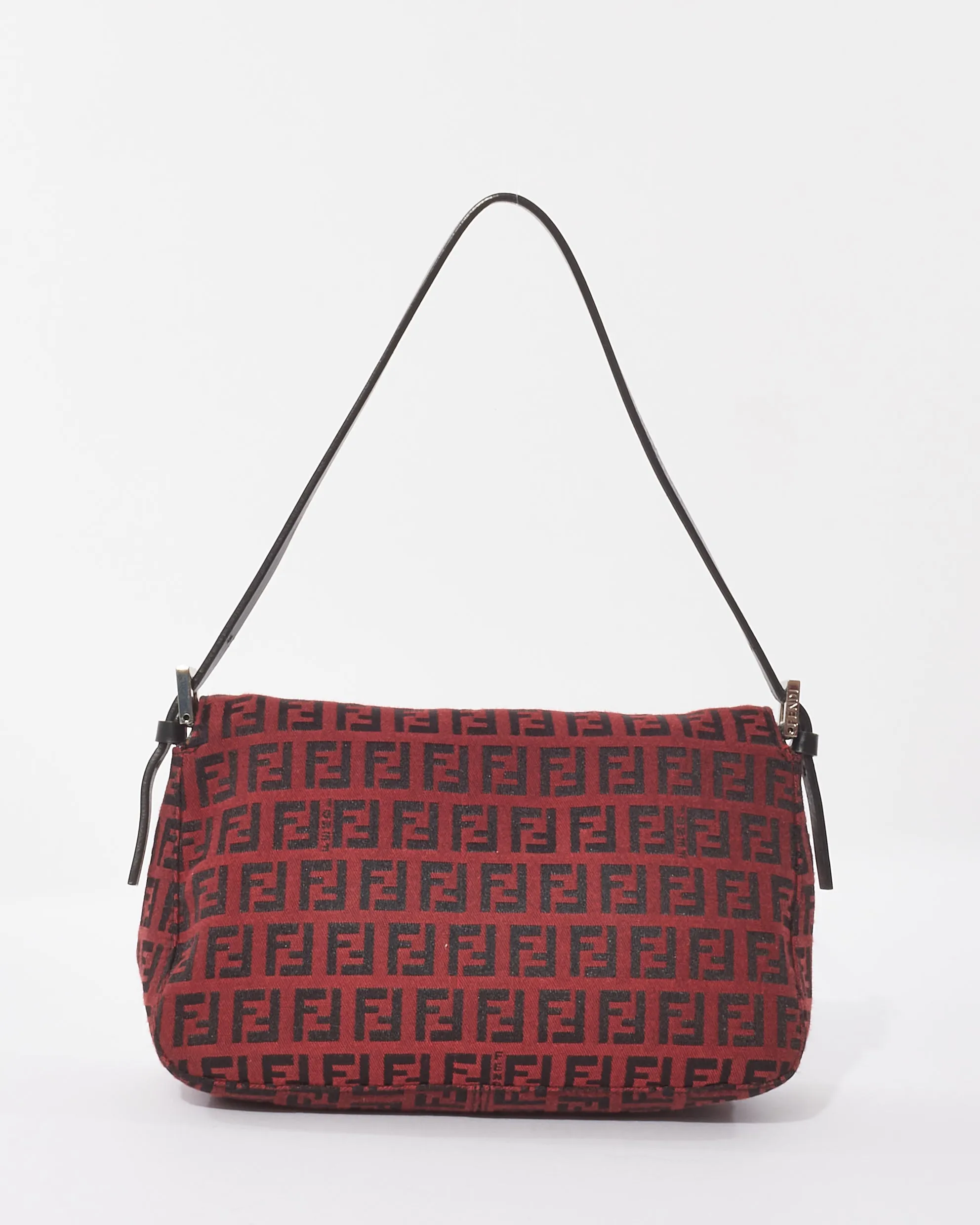 Fendi Vintage Red & Black Zucchino Mini Mama Baguette Bag