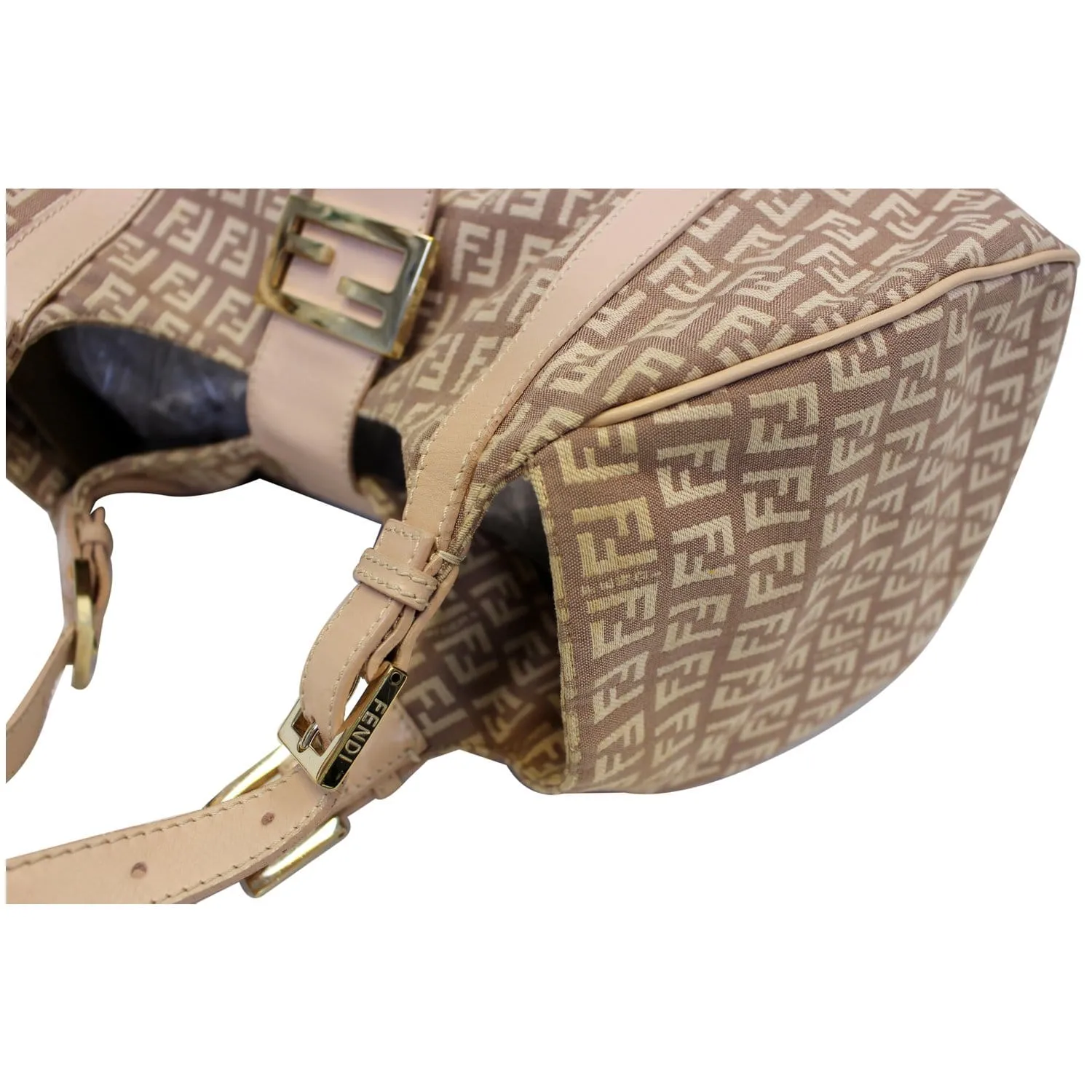 FENDI Zucchino Canvas Shoulder Bag Pink