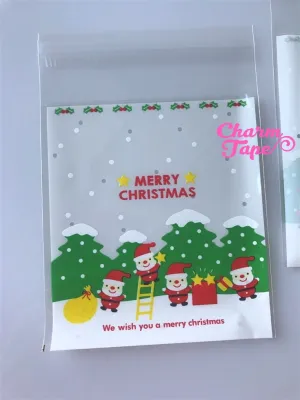 Festive Elves Gift Bags Cello Bags Self-adhesive Cookie bags - Favors Bags - Party bags 20/50/100 bags CB54