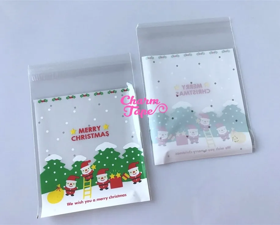 Festive Elves Gift Bags Cello Bags Self-adhesive Cookie bags - Favors Bags - Party bags 20/50/100 bags CB54