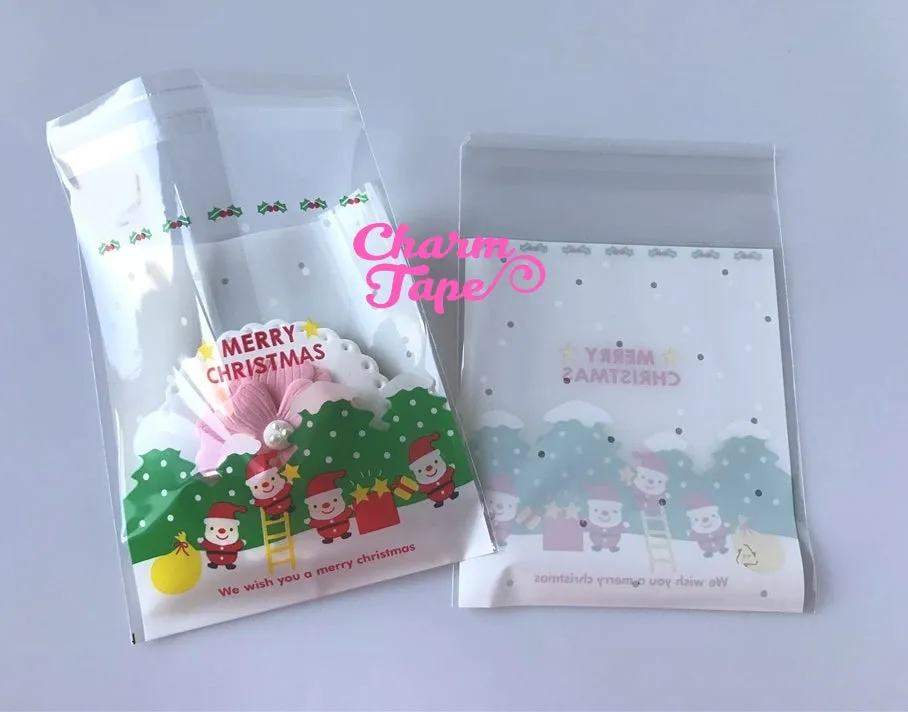 Festive Elves Gift Bags Cello Bags Self-adhesive Cookie bags - Favors Bags - Party bags 20/50/100 bags CB54