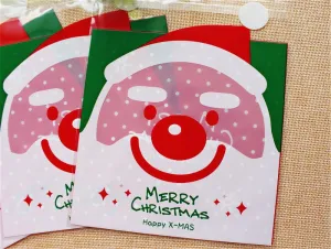 Festive Santa Gift Bags Cello Bags Self-adhesive Cookie bags Set of 20 bags CB9 14x14 cm