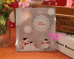 Festive Snowman Gift Bags Cello Bags Self-adhesive Cookie bags - Favors Bags - Party bags Set of 20/50/100 bags CB6