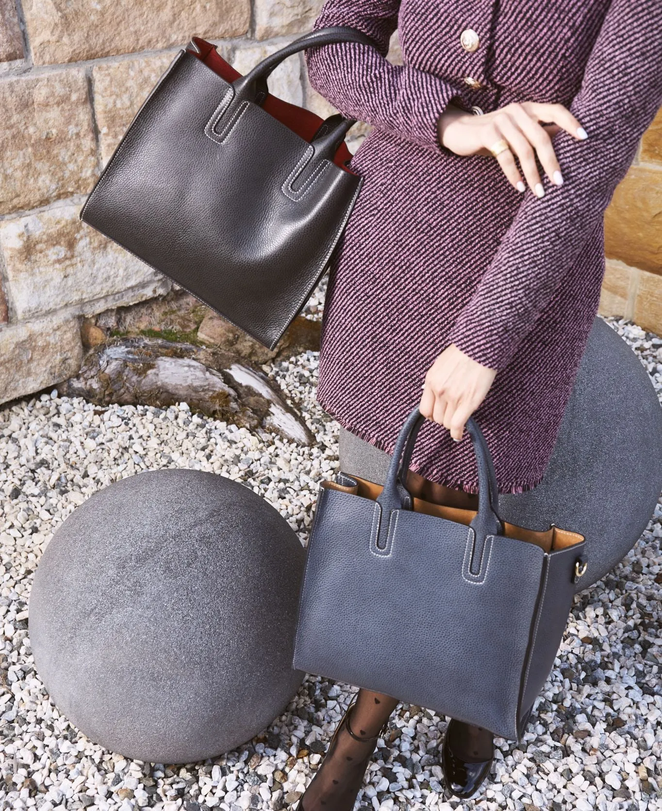 Florence Tote leather bag Navy blue