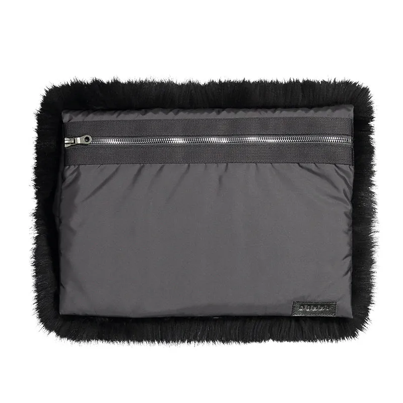 FOX FUR CLUTCH BAG, LARGE FOLDED SACK