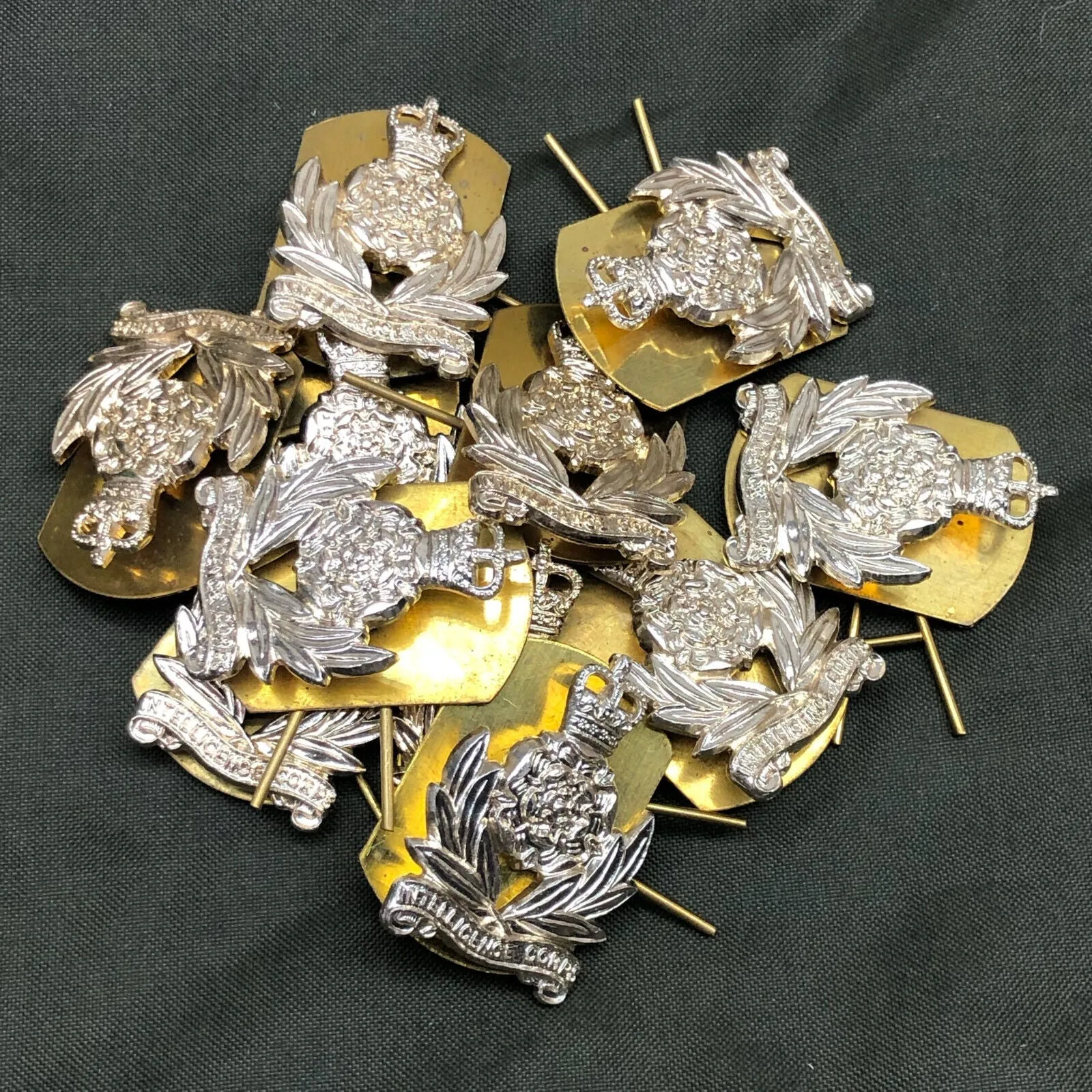 Genuine British Army Intelligence Corps Collar Badges Pair