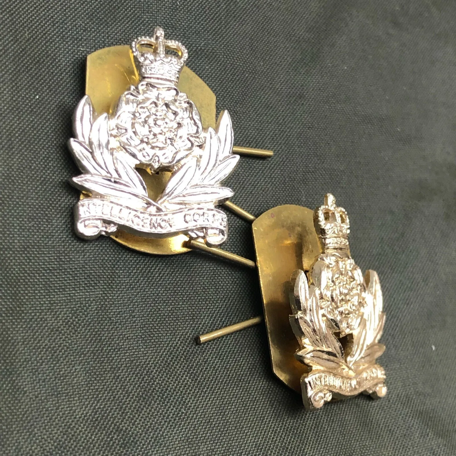 Genuine British Army Intelligence Corps Collar Badges Pair