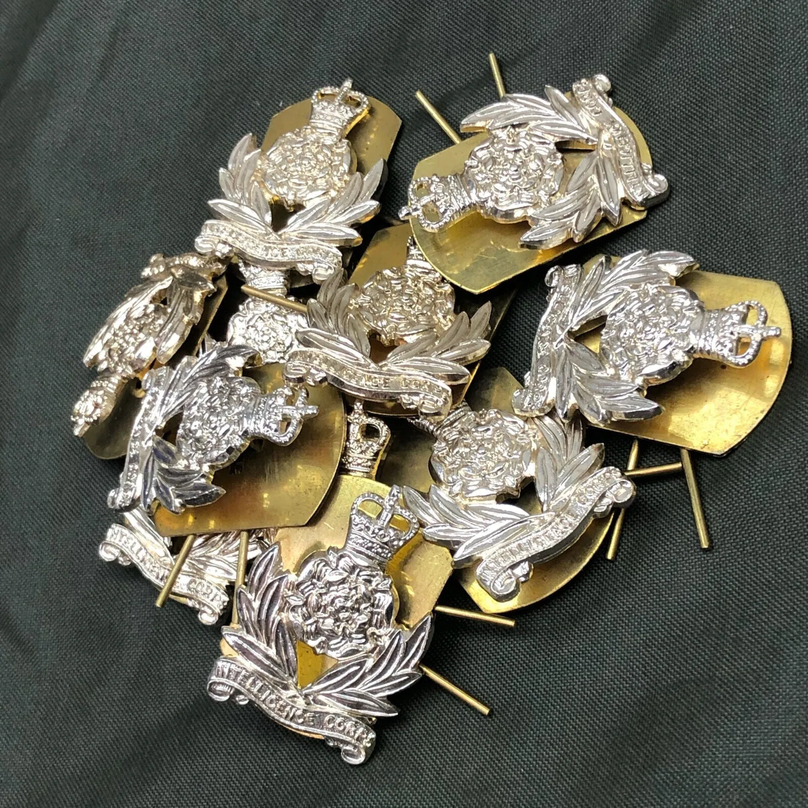 Genuine British Army Intelligence Corps Collar Badges Pair