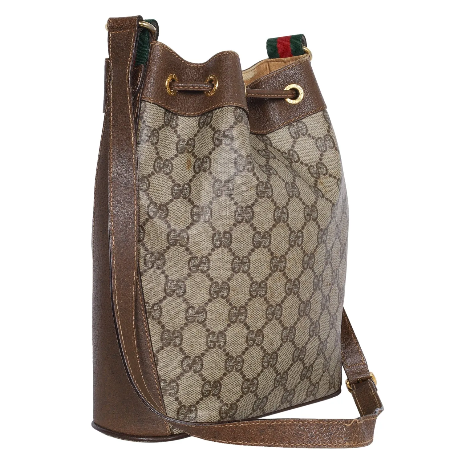 GG Supreme Web Canvas Bucket Shoulder Bag
