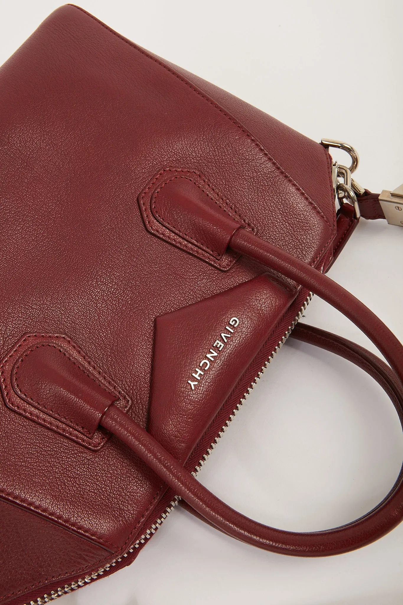 Givenchy Burgundy Grained Leather Small Antigona Bag