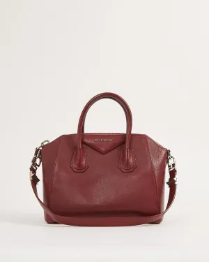 Givenchy Burgundy Grained Leather Small Antigona Bag