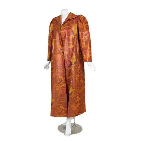 GIVENCHY Floral Copper Silk Evening Coat | Size S/M