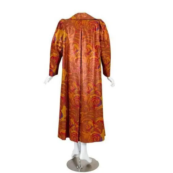 GIVENCHY Floral Copper Silk Evening Coat | Size S/M