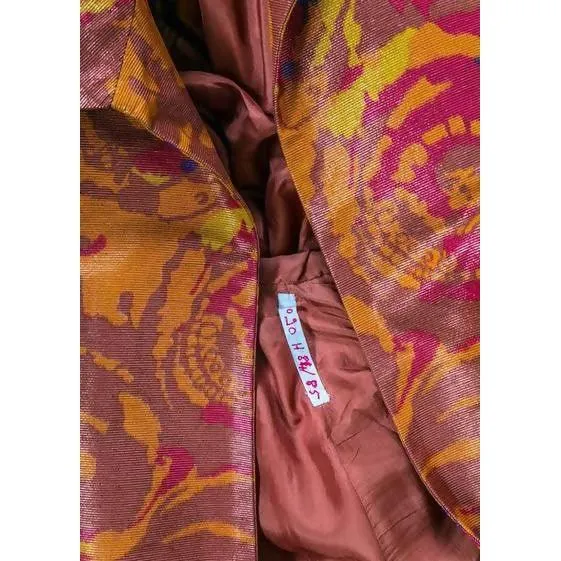 GIVENCHY Floral Copper Silk Evening Coat | Size S/M