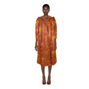 GIVENCHY Floral Copper Silk Evening Coat | Size S/M