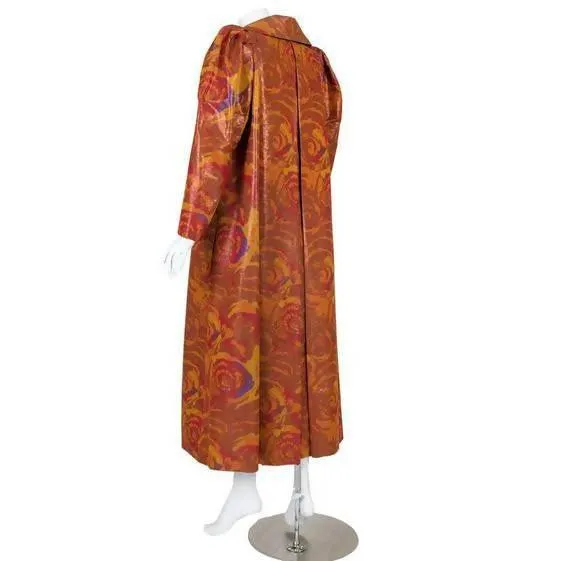 GIVENCHY Floral Copper Silk Evening Coat | Size S/M