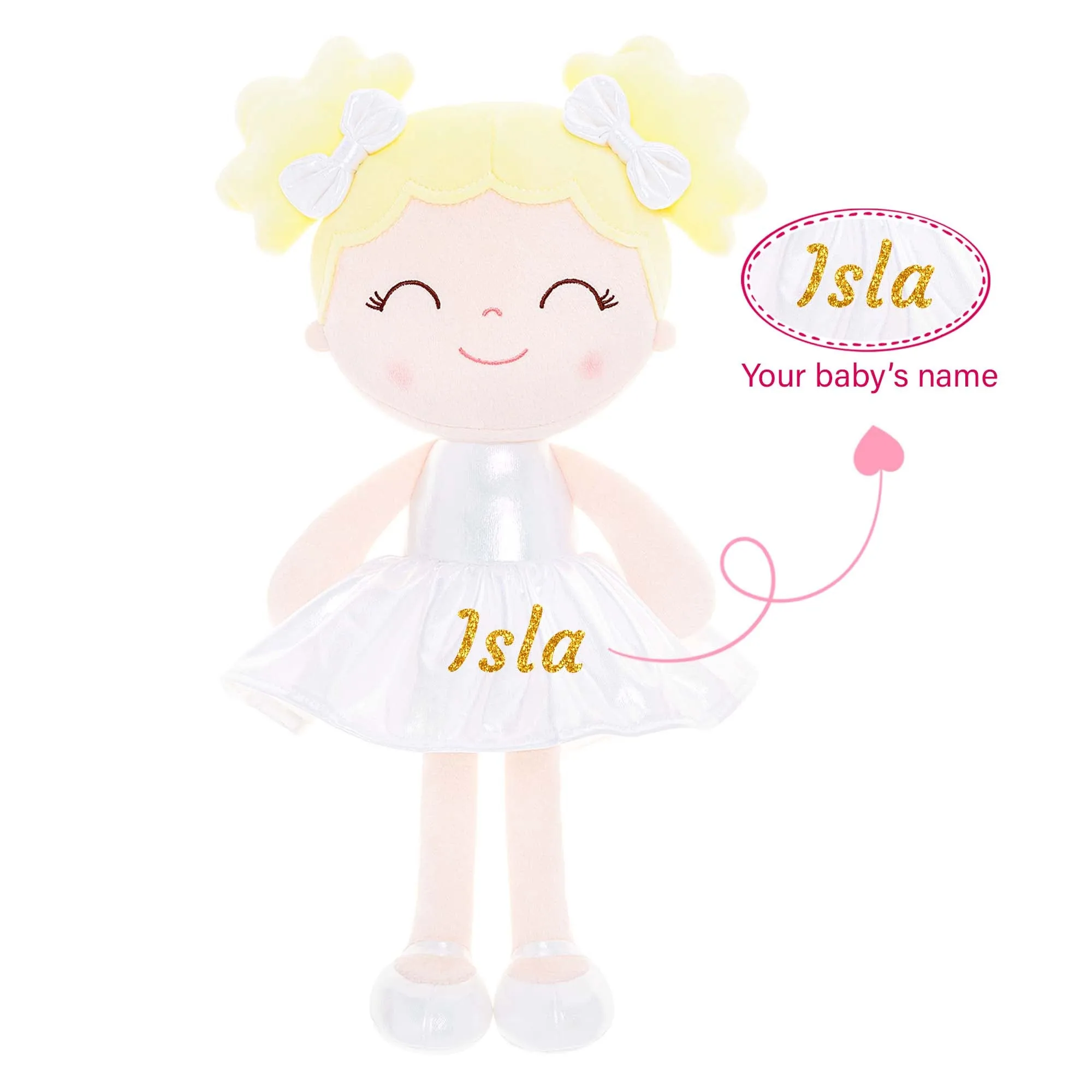 Gloveleya 12-inch Personalized Plush Dolls Curly Haired Iridescent Girls Gifts
