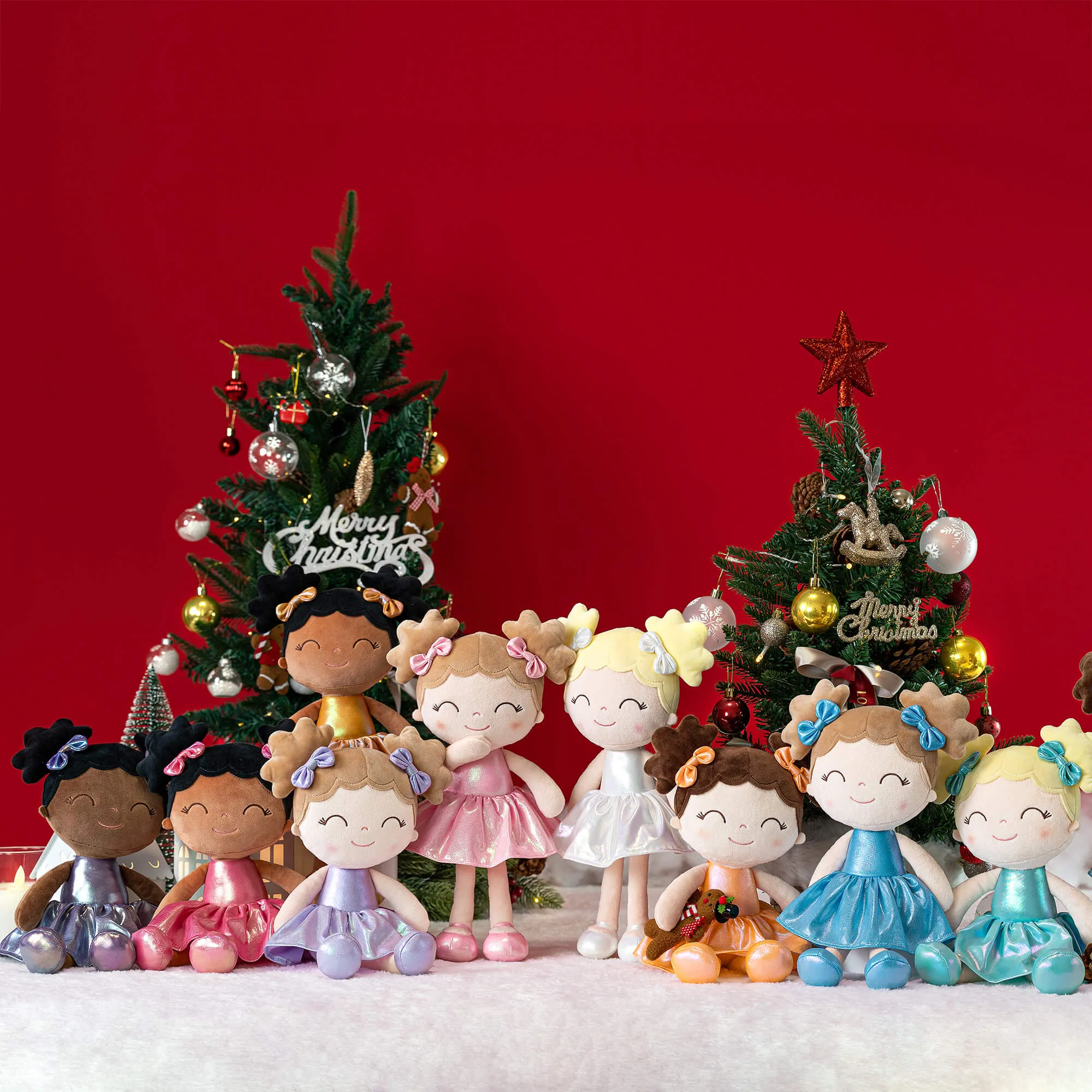 Gloveleya 12-inch Personalized Plush Dolls Curly Haired Iridescent Girls - Tanned Gold