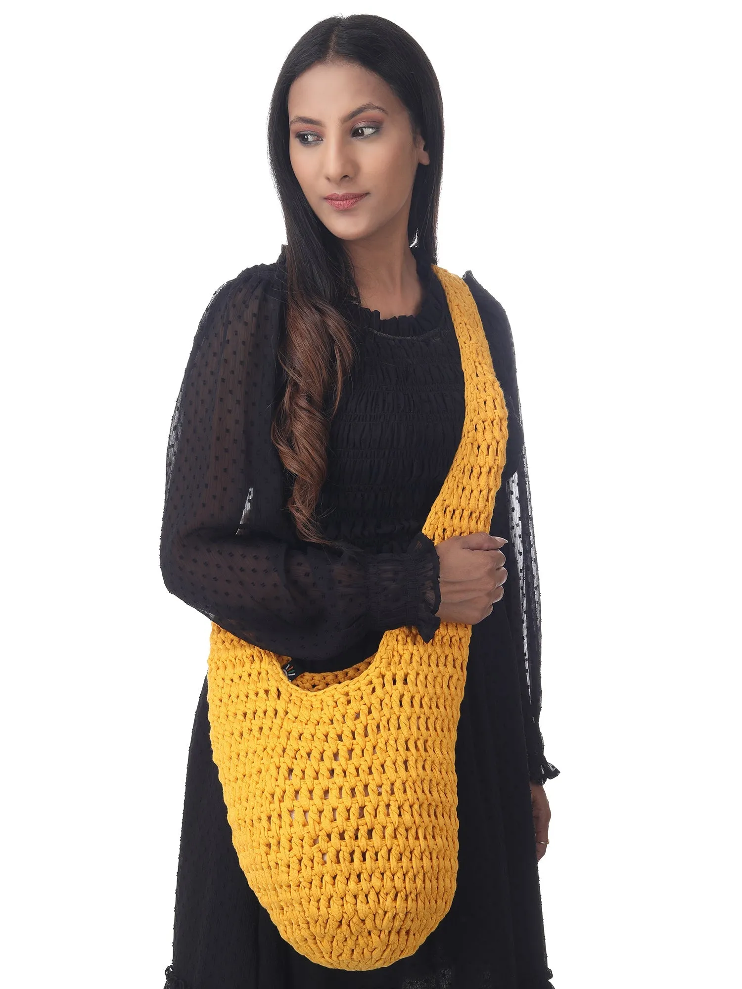 Golden Crochet Beach Tote