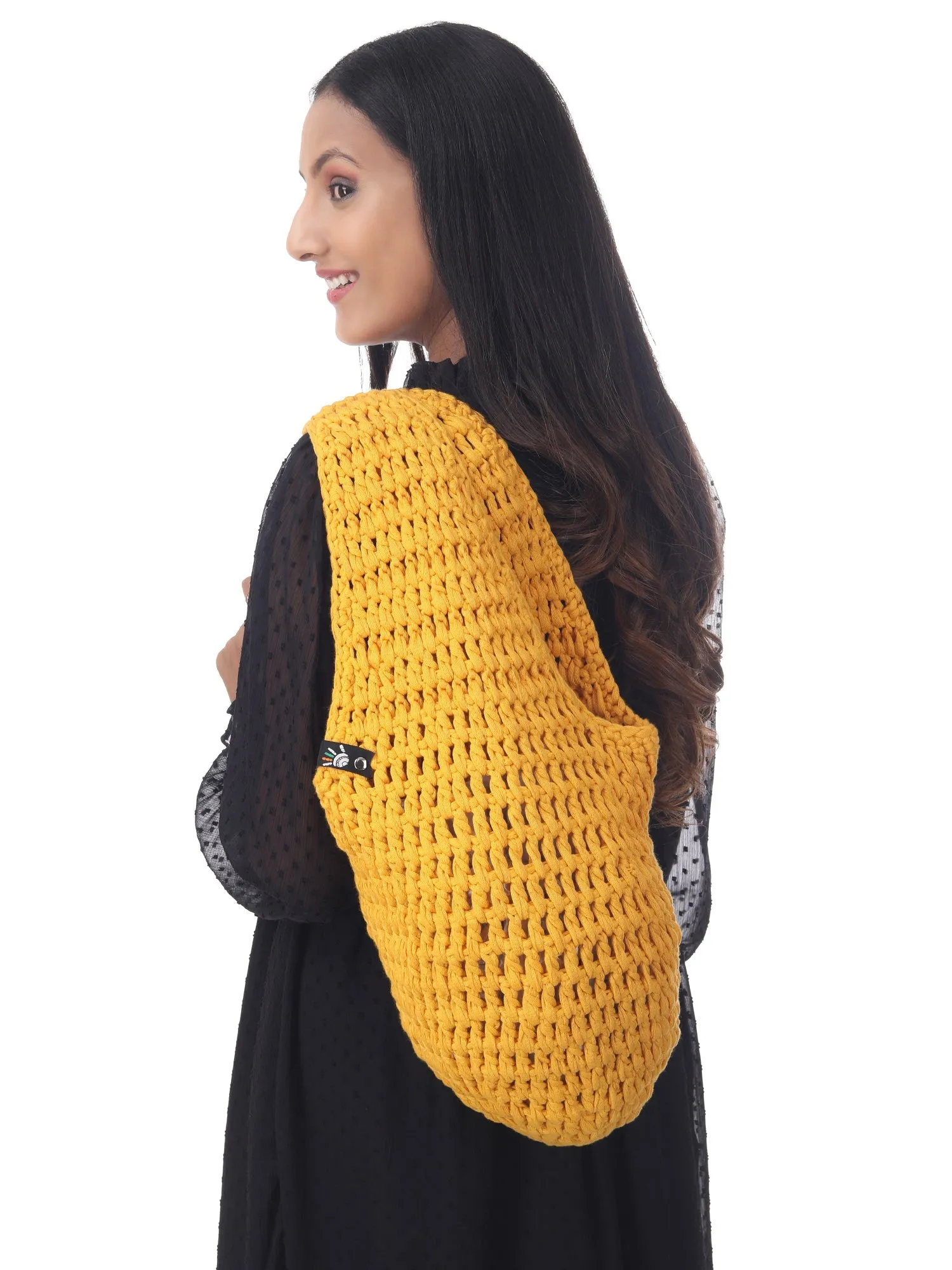 Golden Crochet Beach Tote